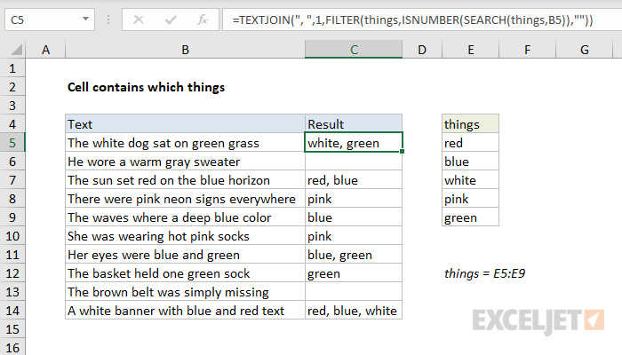 Excel Formula Cell Contains